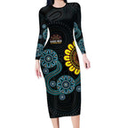 NAIDOC 50 Years of Deadly Long Sleeve Bodycon Dress Sun Aboriginal Dot Art