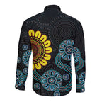 NAIDOC 50 Years of Deadly Long Sleeve Button Shirt Sun Aboriginal Dot Art
