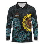 NAIDOC 50 Years of Deadly Long Sleeve Polo Shirt Sun Aboriginal Dot Art