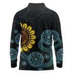 NAIDOC 50 Years of Deadly Long Sleeve Polo Shirt Sun Aboriginal Dot Art