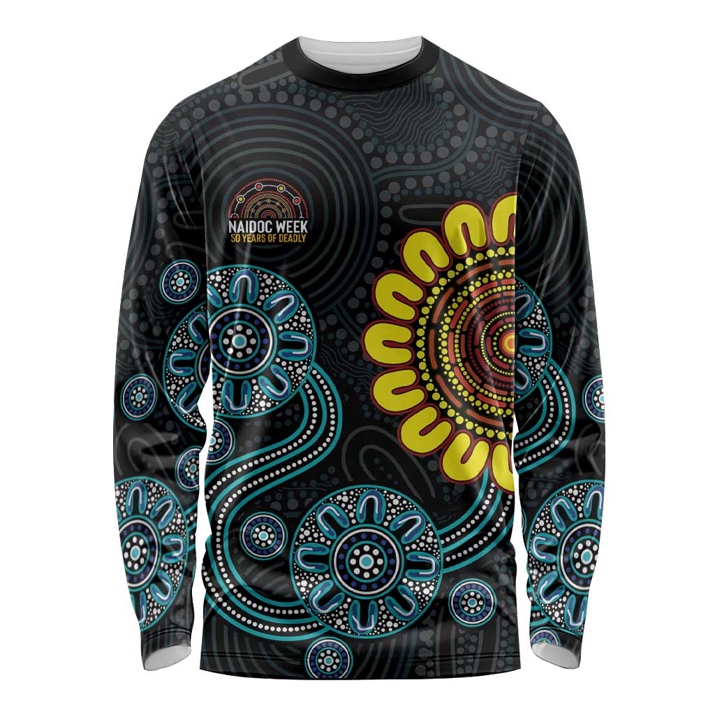 NAIDOC 50 Years of Deadly Long Sleeve Shirt Sun Aboriginal Dot Art