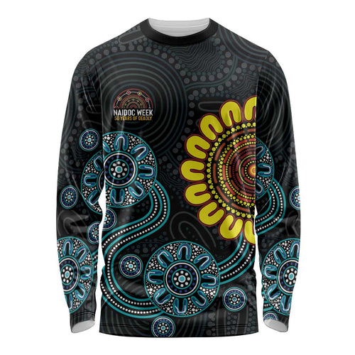 NAIDOC 50 Years of Deadly Long Sleeve Shirt Sun Aboriginal Dot Art