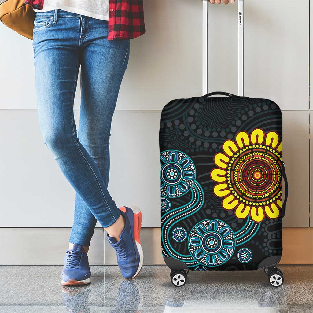 NAIDOC 50 Years of Deadly Luggage Cover Sun Aboriginal Dot Art