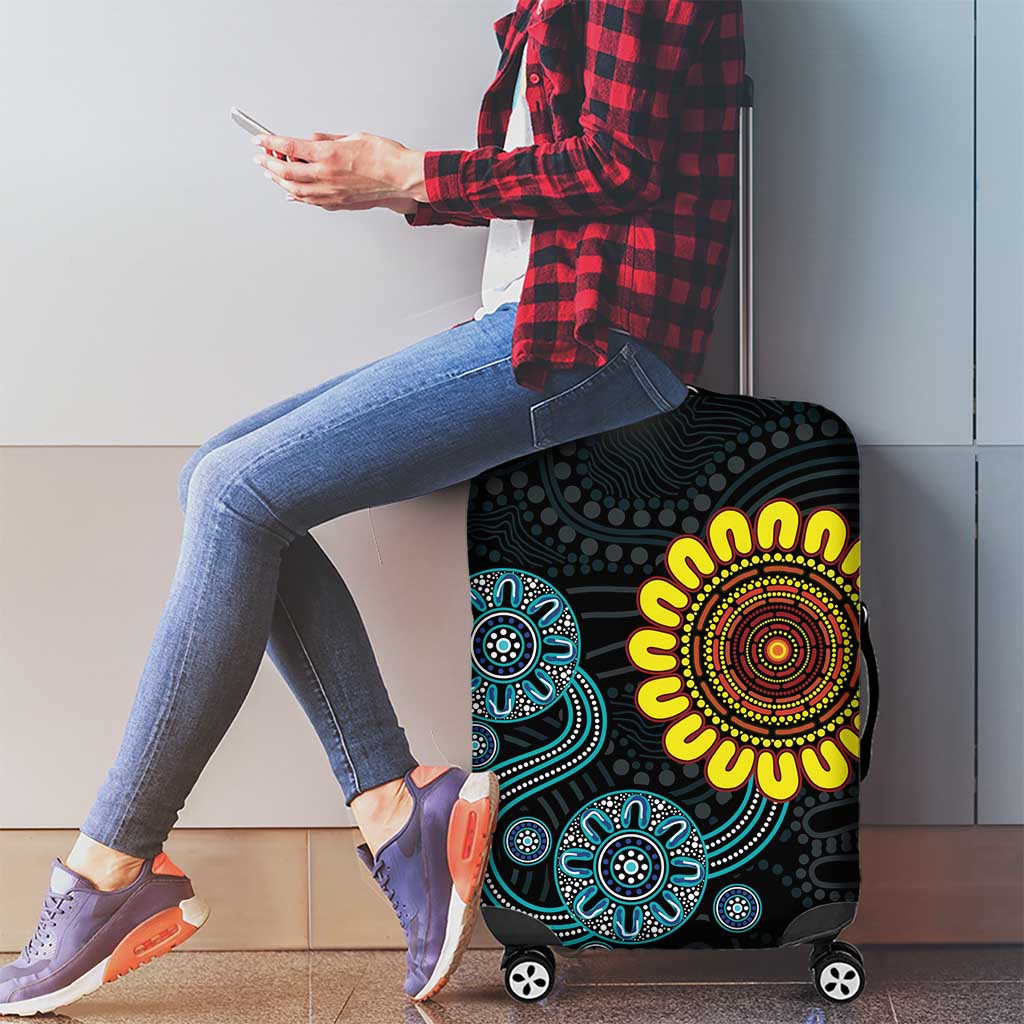 NAIDOC 50 Years of Deadly Luggage Cover Sun Aboriginal Dot Art