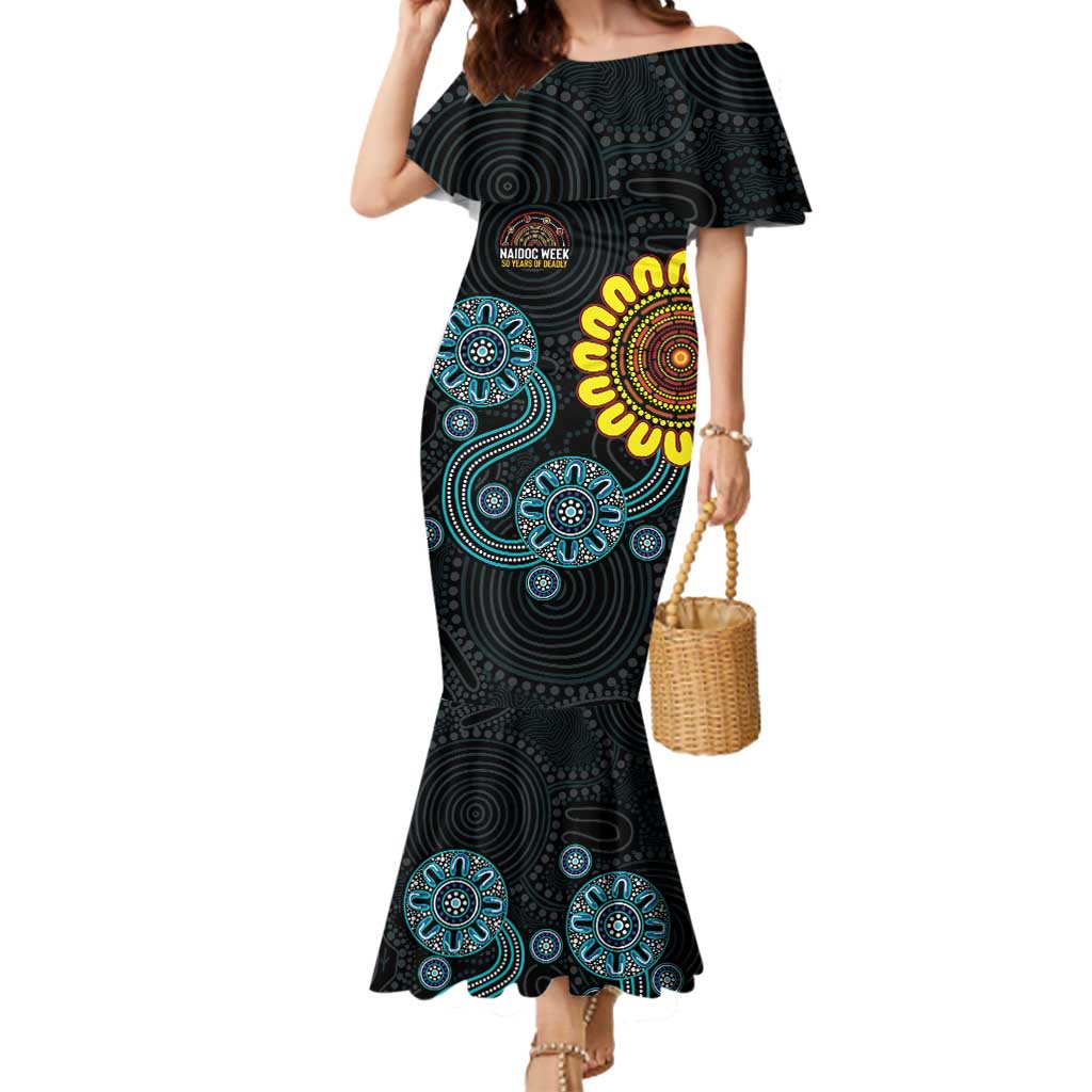 NAIDOC 50 Years of Deadly Mermaid Dress Sun Aboriginal Dot Art