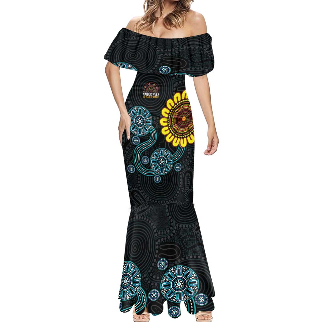 NAIDOC 50 Years of Deadly Mermaid Dress Sun Aboriginal Dot Art