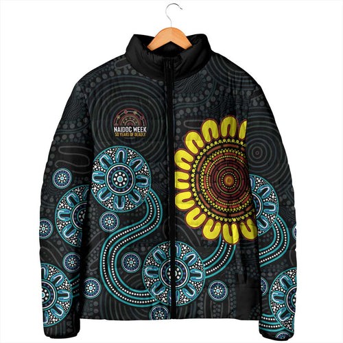 NAIDOC 50 Years of Deadly Padded Jacket Sun Aboriginal Dot Art