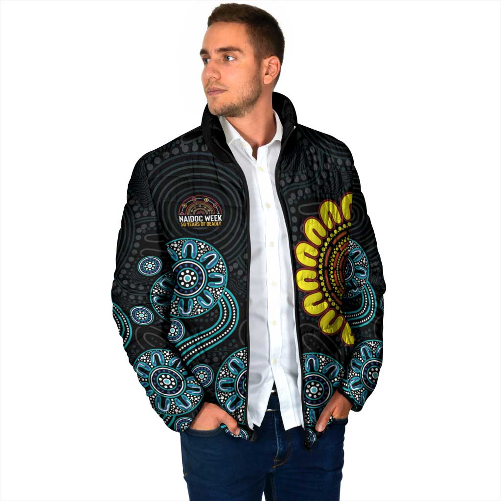 NAIDOC 50 Years of Deadly Padded Jacket Sun Aboriginal Dot Art