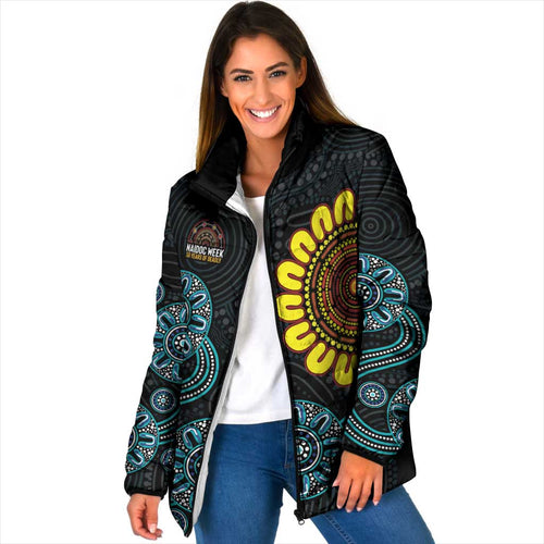 NAIDOC 50 Years of Deadly Padded Jacket Sun Aboriginal Dot Art