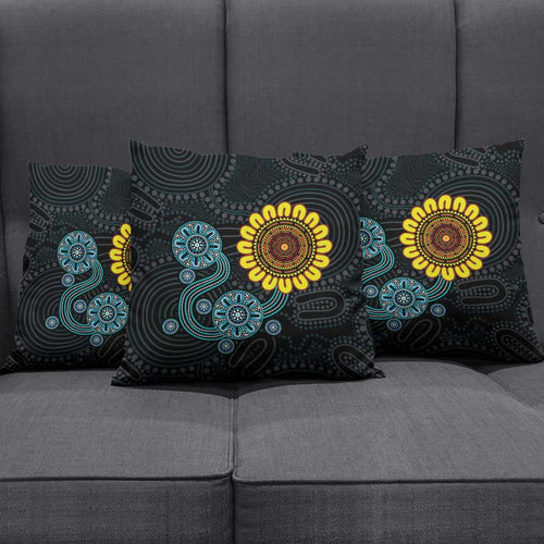 NAIDOC 50 Years of Deadly Pillow Cover Sun Aboriginal Dot Art