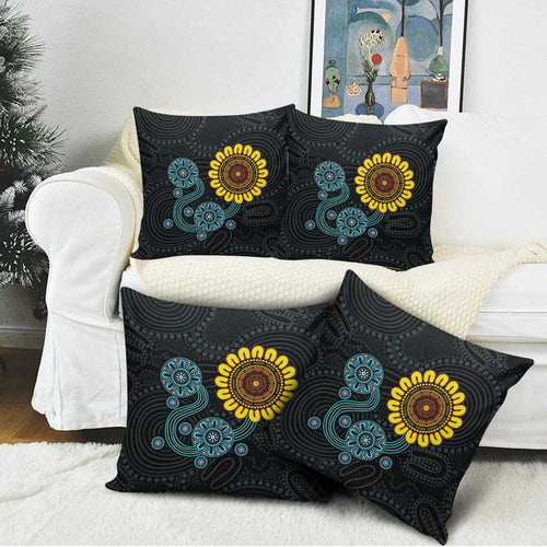 NAIDOC 50 Years of Deadly Pillow Cover Sun Aboriginal Dot Art