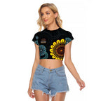 NAIDOC 50 Years of Deadly Raglan Cropped T Shirt Sun Aboriginal Dot Art