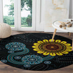 NAIDOC 50 Years of Deadly Round Carpet Sun Aboriginal Dot Art