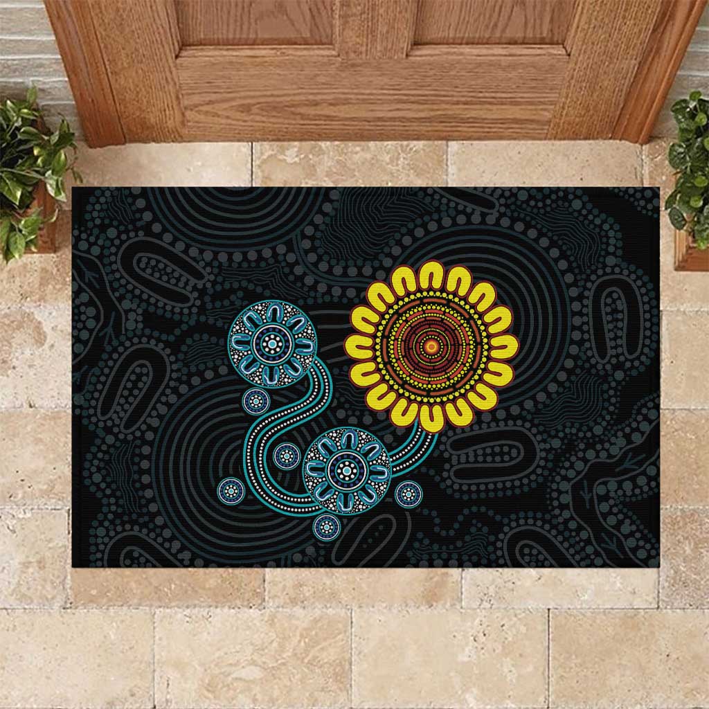 NAIDOC 50 Years of Deadly Rubber Doormat Sun Aboriginal Dot Art