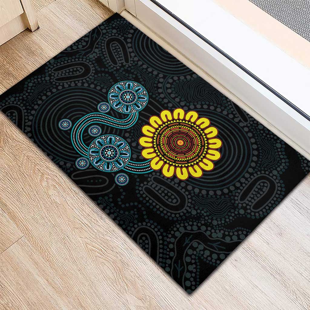NAIDOC 50 Years of Deadly Rubber Doormat Sun Aboriginal Dot Art