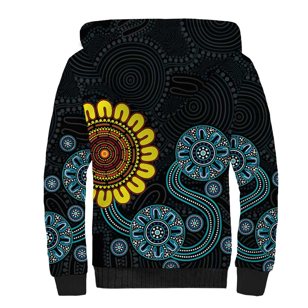 NAIDOC 50 Years of Deadly Sherpa Hoodie Sun Aboriginal Dot Art