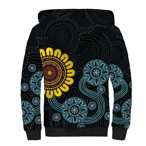 NAIDOC 50 Years of Deadly Sherpa Hoodie Sun Aboriginal Dot Art