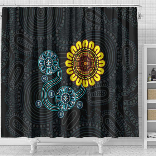 NAIDOC 50 Years of Deadly Shower Curtain Sun Aboriginal Dot Art