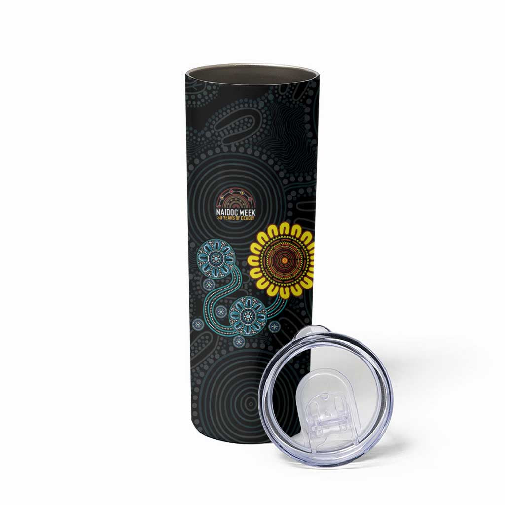 NAIDOC 50 Years of Deadly Skinny Tumbler Sun Aboriginal Dot Art