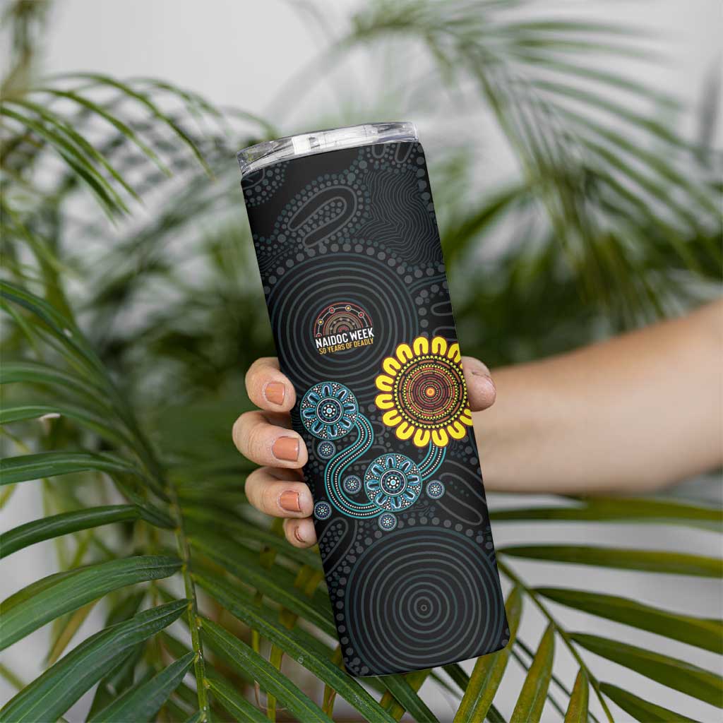 NAIDOC 50 Years of Deadly Skinny Tumbler Sun Aboriginal Dot Art