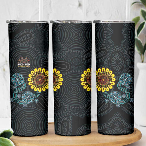 NAIDOC 50 Years of Deadly Skinny Tumbler Sun Aboriginal Dot Art