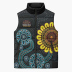 NAIDOC 50 Years of Deadly Sleeveless Puffer Jacket Sun Aboriginal Dot Art