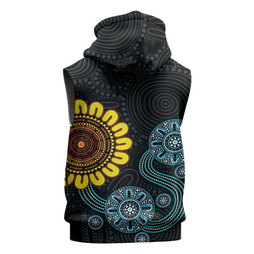 NAIDOC 50 Years of Deadly Sleeveless Zip Hoodie Sun Aboriginal Dot Art