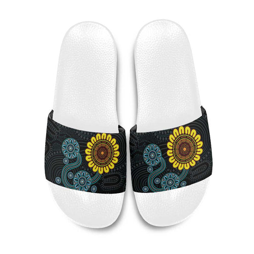 NAIDOC 50 Years of Deadly Slide Sandals Sun Aboriginal Dot Art