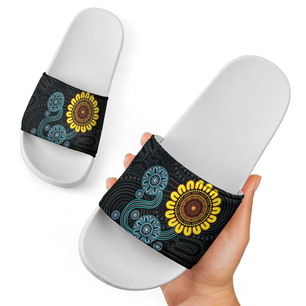 NAIDOC 50 Years of Deadly Slide Sandals Sun Aboriginal Dot Art