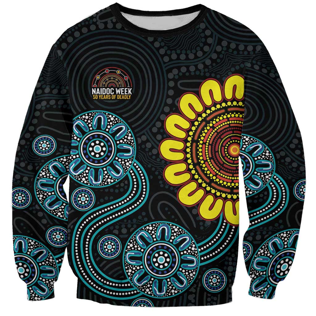 NAIDOC 50 Years of Deadly Sweatshirt Sun Aboriginal Dot Art