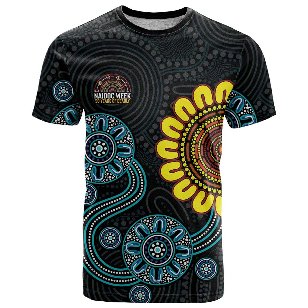 NAIDOC 50 Years of Deadly T Shirt Sun Aboriginal Dot Art