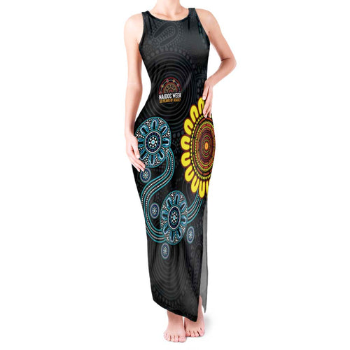 NAIDOC 50 Years of Deadly Tank Maxi Dress Sun Aboriginal Dot Art