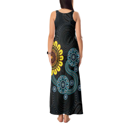 NAIDOC 50 Years of Deadly Tank Maxi Dress Sun Aboriginal Dot Art