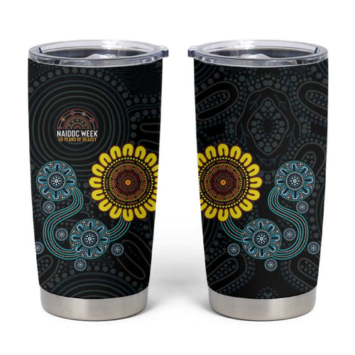 NAIDOC 50 Years of Deadly Tumbler Cup Sun Aboriginal Dot Art