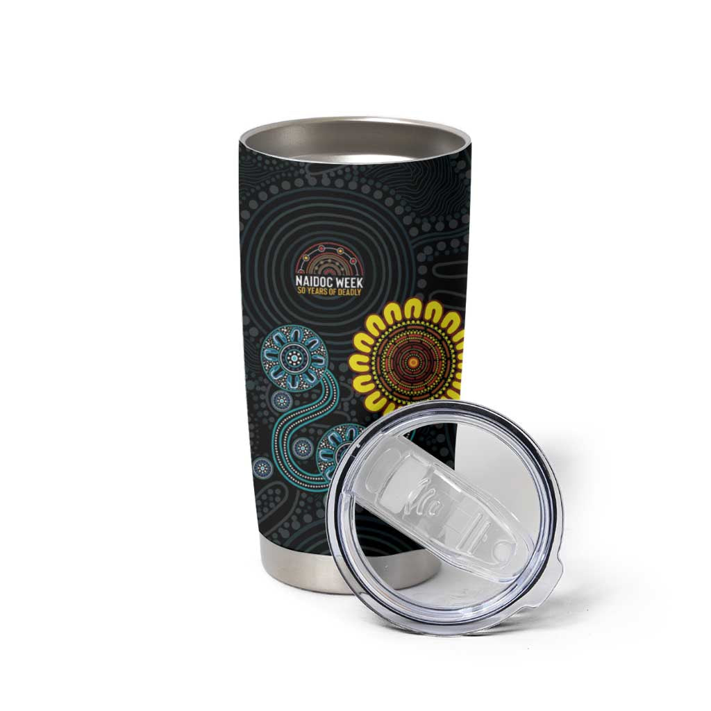 NAIDOC 50 Years of Deadly Tumbler Cup Sun Aboriginal Dot Art