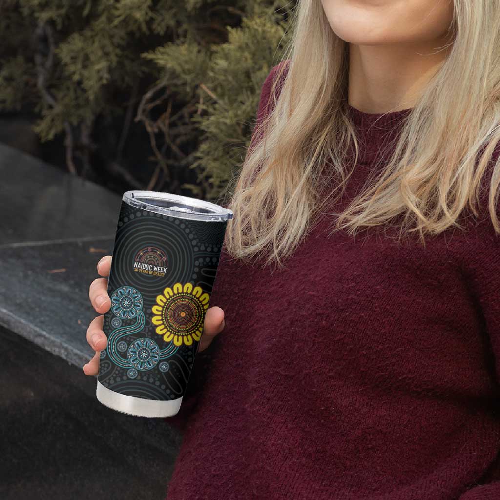 NAIDOC 50 Years of Deadly Tumbler Cup Sun Aboriginal Dot Art