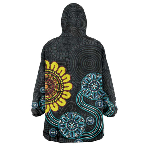 NAIDOC 50 Years of Deadly Wearable Blanket Hoodie Sun Aboriginal Dot Art