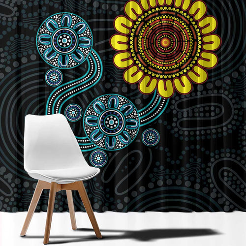 NAIDOC 50 Years of Deadly Window Curtain Sun Aboriginal Dot Art