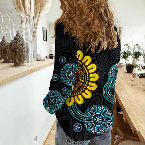 NAIDOC 50 Years of Deadly Women Casual Shirt Sun Aboriginal Dot Art