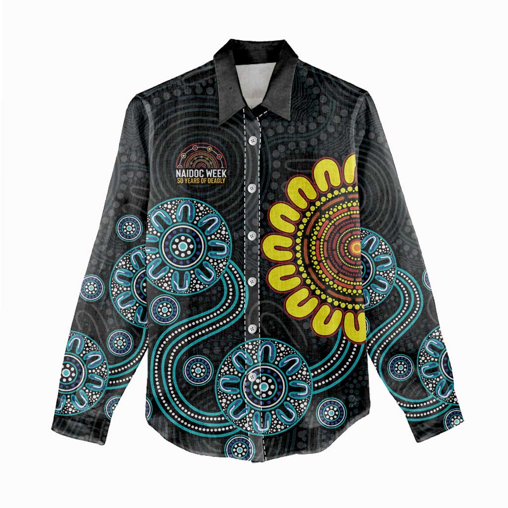 NAIDOC 50 Years of Deadly Women Casual Shirt Sun Aboriginal Dot Art