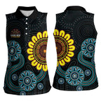 NAIDOC 50 Years of Deadly Women Sleeveless Polo Shirt Sun Aboriginal Dot Art