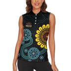 NAIDOC 50 Years of Deadly Women Sleeveless Polo Shirt Sun Aboriginal Dot Art