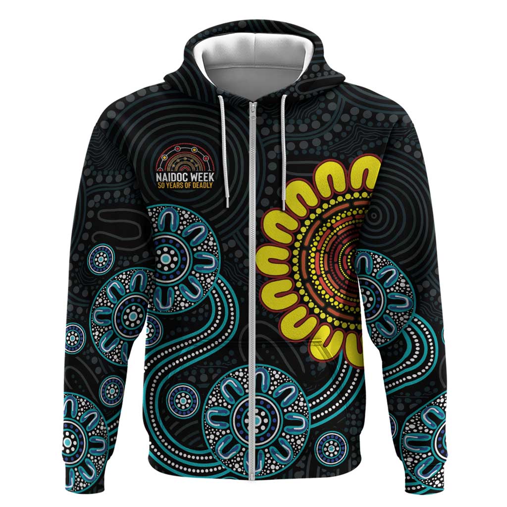 NAIDOC 50 Years of Deadly Zip Hoodie Sun Aboriginal Dot Art