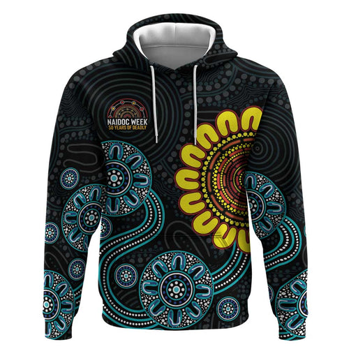 NAIDOC 50 Years of Deadly Zip Hoodie Sun Aboriginal Dot Art