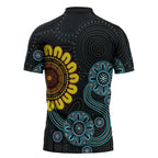 NAIDOC 50 Years of Deadly Zipper Polo Shirt Sun Aboriginal Dot Art