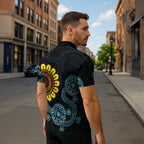 NAIDOC 50 Years of Deadly Zipper Polo Shirt Sun Aboriginal Dot Art