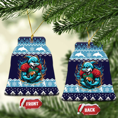 Cardiganshire Wales Christmas Ceramic Ornament Cardigan Bay Dolphin Rugby Design - Aussie Hoodie