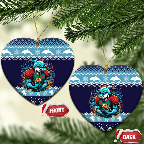 Cardiganshire Wales Christmas Ceramic Ornament Cardigan Bay Dolphin Rugby Design - Aussie Hoodie