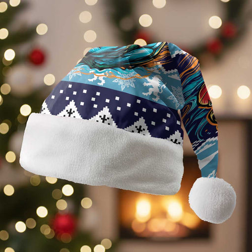 Cardiganshire Wales Christmas Santa Hat Cardigan Bay Dolphin Rugby Design - Aussie Hoodie
