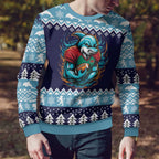 Cardiganshire Wales Christmas Ugly Christmas Sweater Cardigan Bay Dolphin Rugby Design - Aussie Hoodie